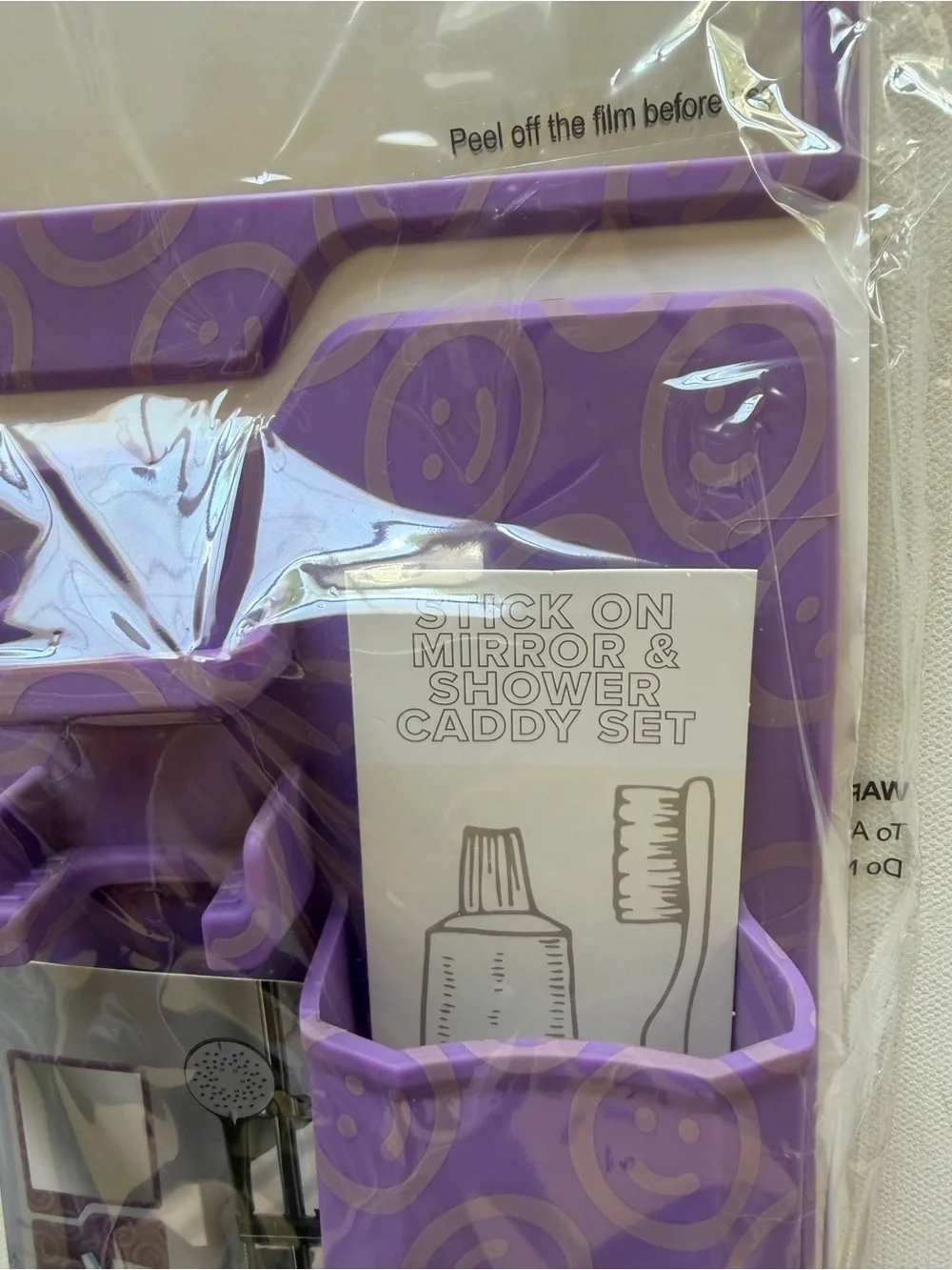 NWT Target Purple Stick-On Mirror & Shower Caddy Set (B)